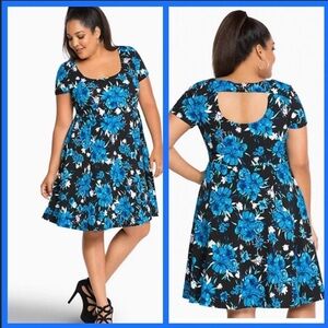 Torrid vibrant blue & black floral Dress